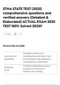STNA STATE TEST &lpar;2025&rpar; comprehensive questions and verified answers &lpar;Detailed & Elaborated&rpar; ACTUAL EXAM 2025 TEST 100&percnt; Solved 2025&excl;&excl;