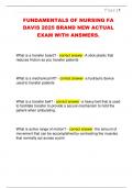 FUNDAMENTALS OF NURSING FA  DAVIS 2025 BRAND NEW ACTUAL  EXAM WITH ANSWERS&period; 
