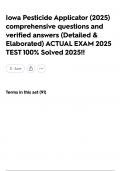 Iowa Pesticide Applicator &lpar;2025&rpar; comprehensive questions and verified answers &lpar;Detailed & Elaborated&rpar; ACTUAL EXAM 2025 TEST 100&percnt; Solved 2025&excl;&excl;