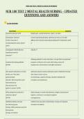 NUR 180 TEST 2 MENTAL HEALTH NURSING &ndash; UPDATED QUESTIONS AND ANSWERS