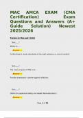 MAC AMCA EXAM &lpar;CMA Certification&rpar; Exam Questions and Answers &lpar;A&plus; Guide Solution&rpar; Newest 2025&sol;2026  