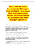 WGU C211 OA Global Economics for Managers Test 2025-2026  &ndash;Questions With Complete correct verified Solutions &lpar;Graded A&plus;&rpar; GUARANTEED PASS <NEWEST VERSION> 