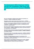 Pre-Assessment WGU American Politics and the US Constitution C963 Exam with Questions and Correct  Answers GRADED A&plus;