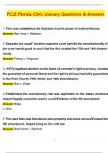 Florida Civic Literacy &lpar;FCLE&rpar; Exam VERIFIED LATEST 2025 ACTUAL EXAM QUESTIONS AND CORRECT ANSWERS &lpar;VERIFIED ANSWERS&rpar; A&plus; GRADE