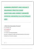ALABAMA PROPERTY AND CASUALTY  INSURANCE PRACTICE EXAM  QUESTIONS AND CORRECT ANSWERS  &lpar;VERIFIED ANSWERS&rpar; PLUS RATIONALES  2025