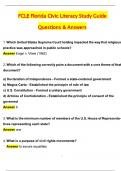 Florida Civic Literacy Exam &lpar;FCLE&rpar; Study Guide VERIFIED LATEST 2025 ACTUAL EXAM QUESTIONS AND CORRECT ANSWERS &lpar;VERIFIED ANSWERS&rpar; A&plus; GRADE