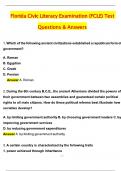 Florida Civic Literacy Examination &lpar;FCLE&rpar; Test VERIFIED LATEST 2025 ACTUAL EXAM QUESTIONS AND CORRECT ANSWERS &lpar;VERIFIED ANSWERS&rpar; A&plus; GRADE