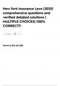 New York Insurance Laws &lpar;2025&rpar; comprehensive questions and verified detailed solutions &lpar; MULTIPLE CHOICES&rpar; &vert;100&percnt; CORRECT&excl;&excl;
