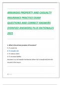 ARKANSAS PROPERTY AND CASUALTY  INSURANCE PRACTICE EXAM  QUESTIONS AND CORRECT ANSWERS  &lpar;VERIFIED ANSWERS&rpar; PLUS RATIONALES  2025
