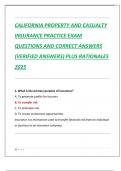 CALIFORNIA PROPERTY AND CASUALTY  INSURANCE PRACTICE EXAM  QUESTIONS AND CORRECT ANSWERS  &lpar;VERIFIED ANSWERS&rpar; PLUS RATIONALES  2025