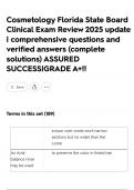 Cosmetology Florida State Board Clinical Exam Review 2025 update&vert;comprehensive questions and verified answers &lpar;complete solutions&rpar; ASSURED SUCCESS&vert;GRADE A&plus;&excl;&excl;