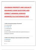 COLORADO PROPERTY AND CASUALTY  INSURANCE EXAM QUESTIONS AND  CORRECT ANSWERS &lpar;VERIFIED  ANSWERS&rpar; PLUS RATIONALES 2025