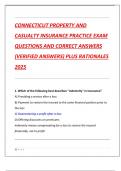 CONNECTICUT PROPERTY AND  CASUALTY INSURANCE PRACTICE EXAM  QUESTIONS AND CORRECT ANSWERS  &lpar;VERIFIED ANSWERS&rpar; PLUS RATIONALES  2025