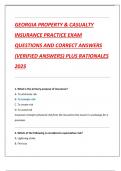 GEORGIA PROPERTY & CASUALTY  INSURANCE PRACTICE EXAM  QUESTIONS AND CORRECT ANSWERS  &lpar;VERIFIED ANSWERS&rpar; PLUS RATIONALES  2025