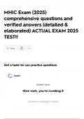 MHIC Exam &lpar;2025&rpar; comprehensive questions and verified answers &lpar;detailed & elaborated&rpar; ACTUAL EXAM 2025 TEST&excl;&excl;