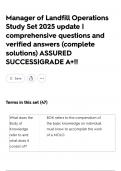 Manager of Landfill Operations Study Set 2025 update &vert; comprehensive questions and verified answers &lpar;complete solutions&rpar; ASSURED SUCCESS&vert;GRADE A&plus;&excl;&excl;