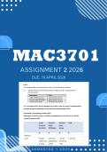 MAC3701 ASSIGNMENT 2 SEMESTER 1 2026 - DUE 16 APRIL 2026