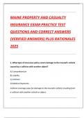 MAINE PROPERTY AND CASUALTY  INSURANCE EXAM PRACTICE TEST QUESTIONS AND CORRECT ANSWERS  &lpar;VERIFIED ANSWERS&rpar; PLUS RATIONALES  2025