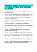 MONTANA DRIVER LICENSE PRACTICE FROM THE MANUAL WITH CORRECT SOLUTIONS