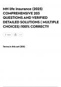 MN life insurance &lpar;2025&rpar; COMPREHENSIVE 203 QUESTIONS AND VERIFIED DETAILED SOLUTIONS &lpar; MULTIPLE CHOICES&rpar; &vert;100&percnt; CORRECT&excl;&excl;