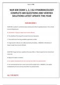 NUR 600 EXAM 1&comma; 2&comma; 3 & 4 PHARMACOLOGY COMPLETE 600 QUESTIONS AND VERIFIED SOLUTIONS LATEST UPDATE THIS YEAR