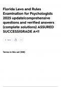 Florida Laws and Rules Examination for Psychologists 2025 update&vert;comprehensive questions and verified answers &lpar;complete solutions&rpar; ASSURED SUCCESS&vert;GRADE A&plus;&excl;&excl;