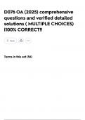 D076 OA &lpar;2025&rpar; comprehensive questions and verified detailed solutions &lpar; MULTIPLE CHOICES&rpar; &vert;100&percnt; CORRECT&excl;&excl;