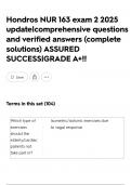 Hondros NUR 163 exam 2 2025 update&vert;comprehensive questions and verified answers &lpar;complete solutions&rpar; ASSURED SUCCESS&vert;GRADE A&plus;&excl;&excl;