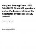 Maryland Boating Exam 2025&vert; COMPLETE EXAM SET &lpar;questions and verified answers&rpar;frequently most tested questions &vert; already passed&excl;&excl;