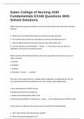 Galen College of Nursing 3100 Fundamentals EXAM Questions With Solved Solutions&period;