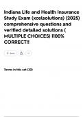 Indiana Life and Health Insurance Study Exam &lpar;xcelsolutions&rpar; &lpar;2025&rpar; comprehensive questions and verified detailed solutions &lpar; MULTIPLE CHOICES&rpar; &vert;100&percnt; CORRECT&excl;&excl;