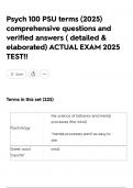 Psych 100 PSU &lpar;2025&rpar; comprehensive questions and verified answers &lpar; detailed & elaborated&rpar; ACTUAL EXAM 2025 TEST&excl;&excl;