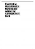 Test Bank for Psychiatric-Mental Health Nursing &lpar;9th Edition&rpar; by Sheila Videbeck &vert; Verified NCLEX Mental Health Questions &vert; All Chapters
