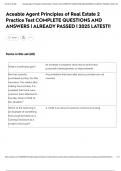 Aceable Agent Principles of Real Estate 2 Practice Test COMPLETE QUESTIONS AND ANSWERS &vert; ALREADY PASSED &vert; 2025 LATEST&excl;&excl;