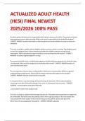 ACTUALIZED ADULT HEALTH &lpar;HESI&rpar; FINAL NEWEST 2025&sol;2026 100&percnt; PASS