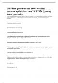NPS Test questions and 100&percnt; verified  answers updated version 2025&sol;2026 &lpar;passing  score guarantee&rpar; 
