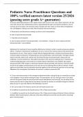 Pediatric Nurse Practitioner Questions and  100&percnt; verified answers latest version 25&sol;2026  &lpar;passing score grade A&plus; guarantee&rpar;