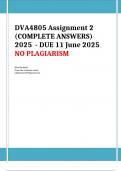 DVA4805 Assignment 2 &lpar;DETAILED ANSWERS&rpar; 2025 - DISTINCTION GUARANTEED