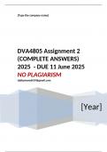DVA4805 Assignment 2 &lpar;COMPLETE ANSWERS&rpar; 2025  - DUE 11 June 2025