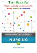Test Bank for  Effective Leadership and Management in Nursing 9th Edition by Eleanor Sullivan isbn-9780134153117