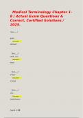   Medical Terminology Chapter 1- 8 &sol; Actual Exam Questions & Correct&comma; Certified Solutions &sol; 2025&period;   Quiz&lowbar;&lowbar;&lowbar;&lowbar;&quest;  gastr- -       Answer stomach      Quiz&lowbar;&lowbar;&lowbar;&lowbar;&quest; cardi-&comma; cor- -       Answer heart      Quiz&lowbar;&lowbar;&lowbar;&lowbar;&quest; megal- -       Answer enlarge      Quiz&lowbar;&lowbar;&lowbar;&lowbar;&quest; -itis