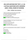 ATLS 10TH EDITION POST TEST 1&comma; 2&comma; 3 & 4 ACTUAL QUESTIONS WITH ANSWERS &lpar;2025 &sol; 2026&rpar;&comma; EXAMS OF NURSING