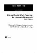 Test Bank For Clinical Social Work Practice An Integrated Approach&comma; 6th Edition by Marlene G Cooper&comma; &lpar;All Chapters 1-13&rpar;