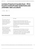 Louisiana Property & Casualty Exam - PSI & Exam FX COMPLETE 2025 &vert;QUESTIONS AND ANSWERS &vert; 100&percnt; ACCURATE