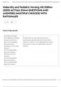 Maternity and Pediatric Nursing 4th Edition exam &lpar;2025&rpar; ACTUAL EXAM QUESTIONS AND ANSWERS &lpar;MULTIPLE CHOICES&rpar; WITH RATIONALES