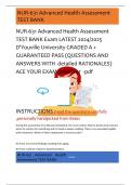 NUR-631 Advanced Health Assessment  TEST BANK Exam LATEST 2024&sol;2025  D'Youville University GRADED A &plus;  GUARANTEED PASS &lpar;QUESTIONS AND  ANSWERS WITH  detailed RATIONALES&rpar;  ACE YOUR EXAM predictor  -pdf 