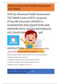 NUR-631 Advanced Health Assessment  TEST BANK Exam LATEST 2024&sol;2025  D'Youville University GRADED A &plus;  GUARANTEED PASS &lpar;QUESTIONS AND  ANSWERS WITH  detailed RATIONALES&rpar;  ACE YOUR EXAM predictor  -pdf 