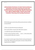 AZ Real Estate Final Exam &lpar;2 Latest Versions&rpar;&sol;Arizona  Real Estate Prep Exam Featuring Accurate And  Verified Questions Covering State-Specific Real Estate  Laws&comma; Agency Relationships&comma; Property Ownership&comma;  Contracts&comma; Financing&comma; Fair Housing&comma; Disclosures