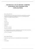 NEUROLOGY  EXAM 2025&sol;2026  VERIFIED QUESTIONS AND ANSWERS WITH EXPLANATIONS