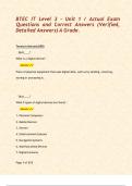 BTEC IT Level 3 - Unit 1 &sol; Actual Exam Questions and Correct Answers &lpar;Verified&comma; Detailed Answers&rpar; A Grade&period;  
